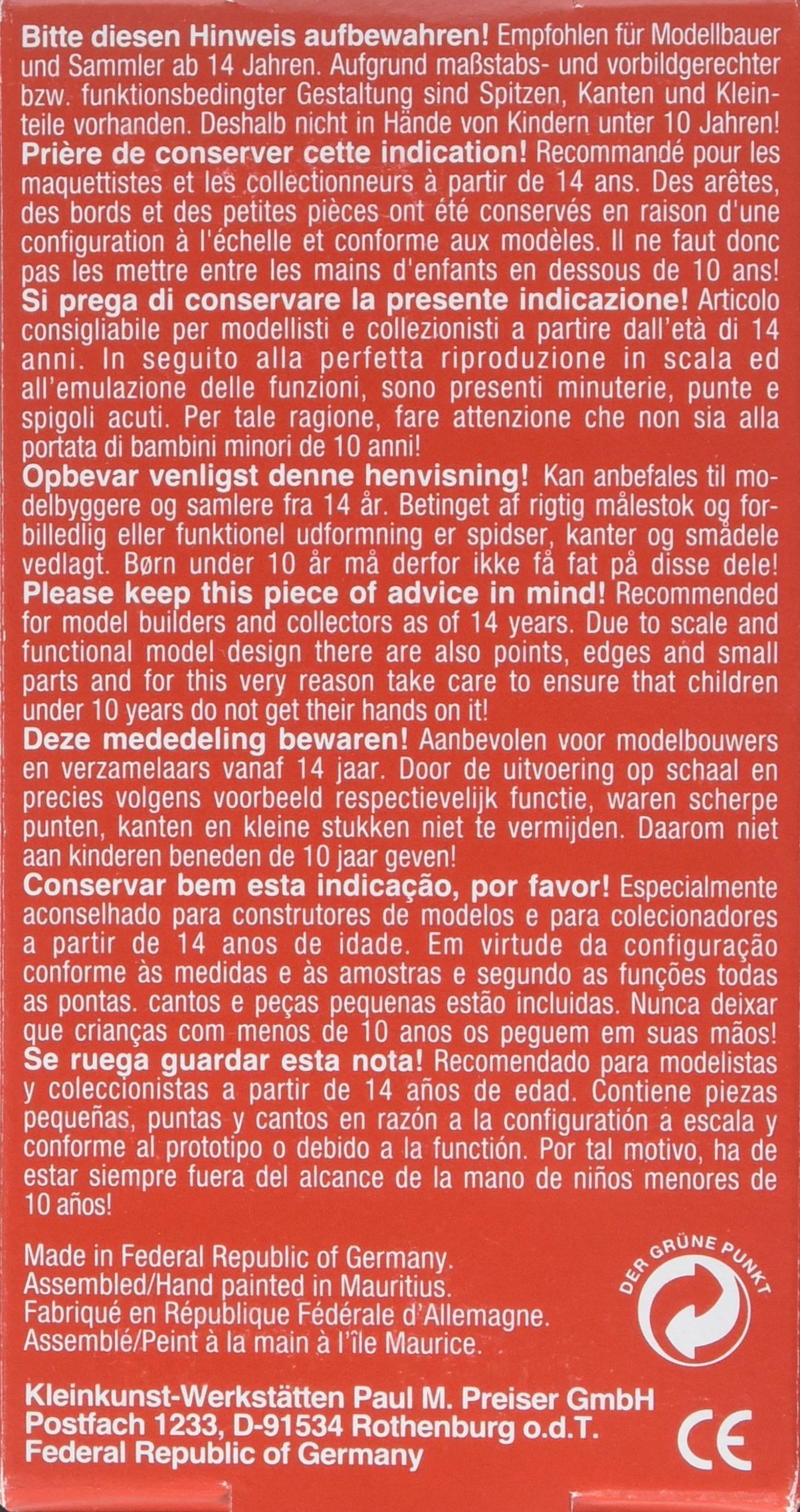 Preiser Brown Bears & Cubs (4) HO Models