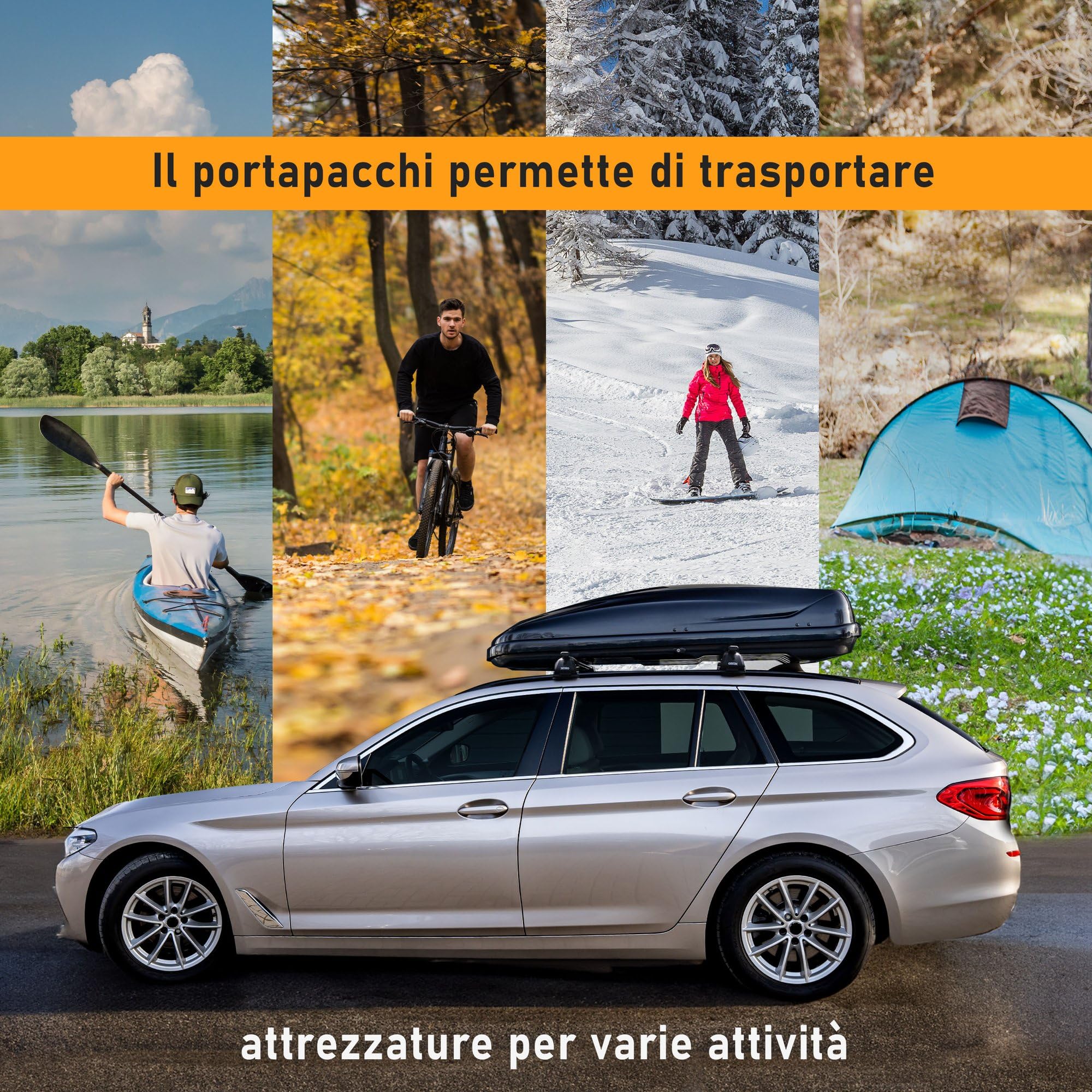 CHROMEMASTER Portapacchi da Tetto, Barre Tetto; Compatibile con Mercedes GLC 2015-2022; Per il Trasporto di Box da Tetto, Portabiciclette, Scala | Struttura Leggera e Resistente in Alluminio