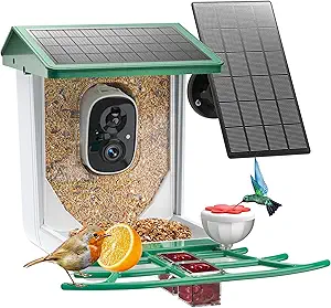 Bird Feeder with Camera, Smart Bird Feeder Camera with Dual Solar Panel, AI Identify Bird Species, Auto Capture/Record & Watch Live Wild Bird Video, Instant Notify, Ideal Gifts for Bird Lover (Green) asin的图片