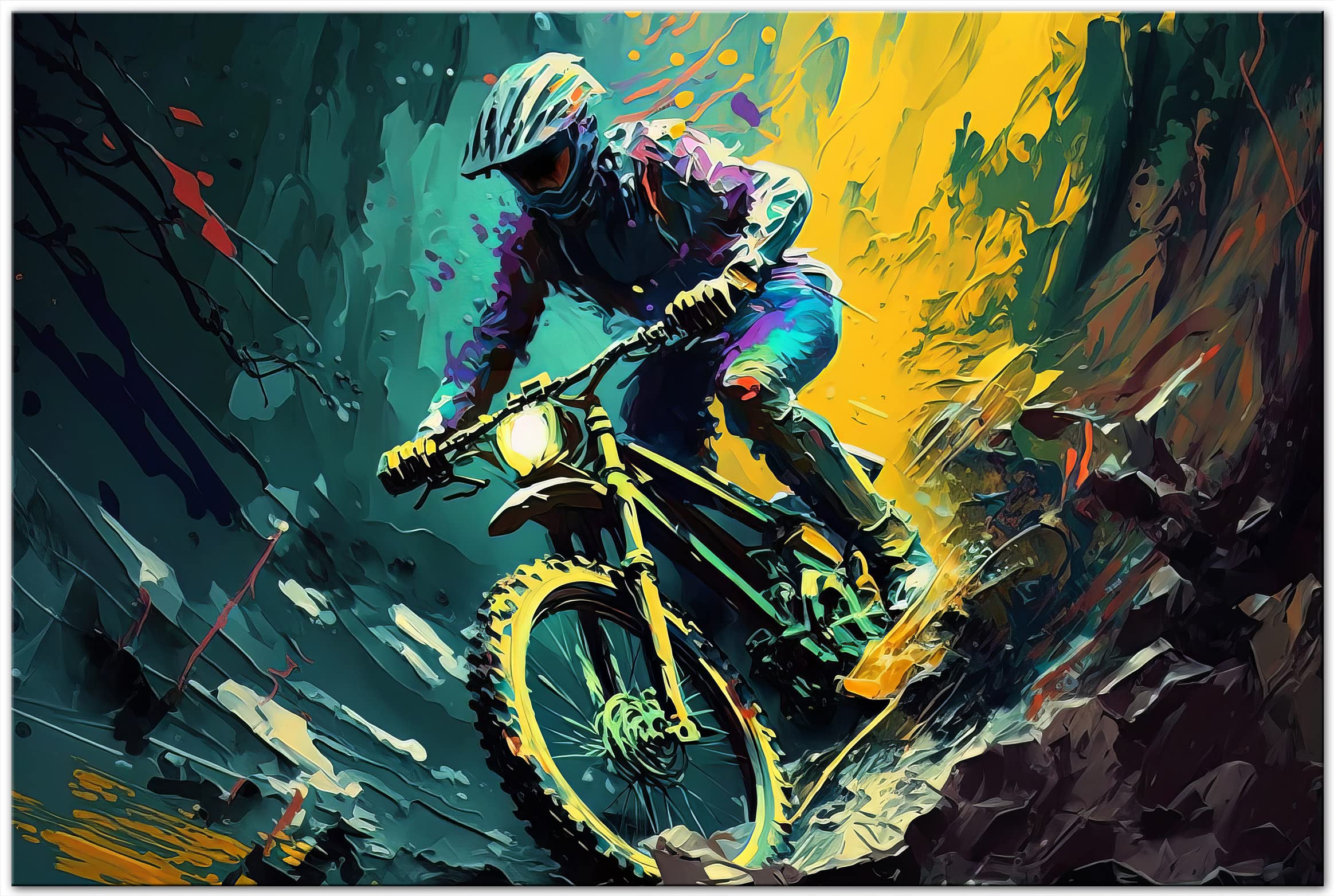 wandbild mountainbike Printonia Leinwand-bild 120x80cm Fahrrad Rad MTB Abstrakt Radsport Art Bilder Dekoration Kunstdruck NoDisc Größe:56-60 cm Lederhandschuhe gefüttert männer -