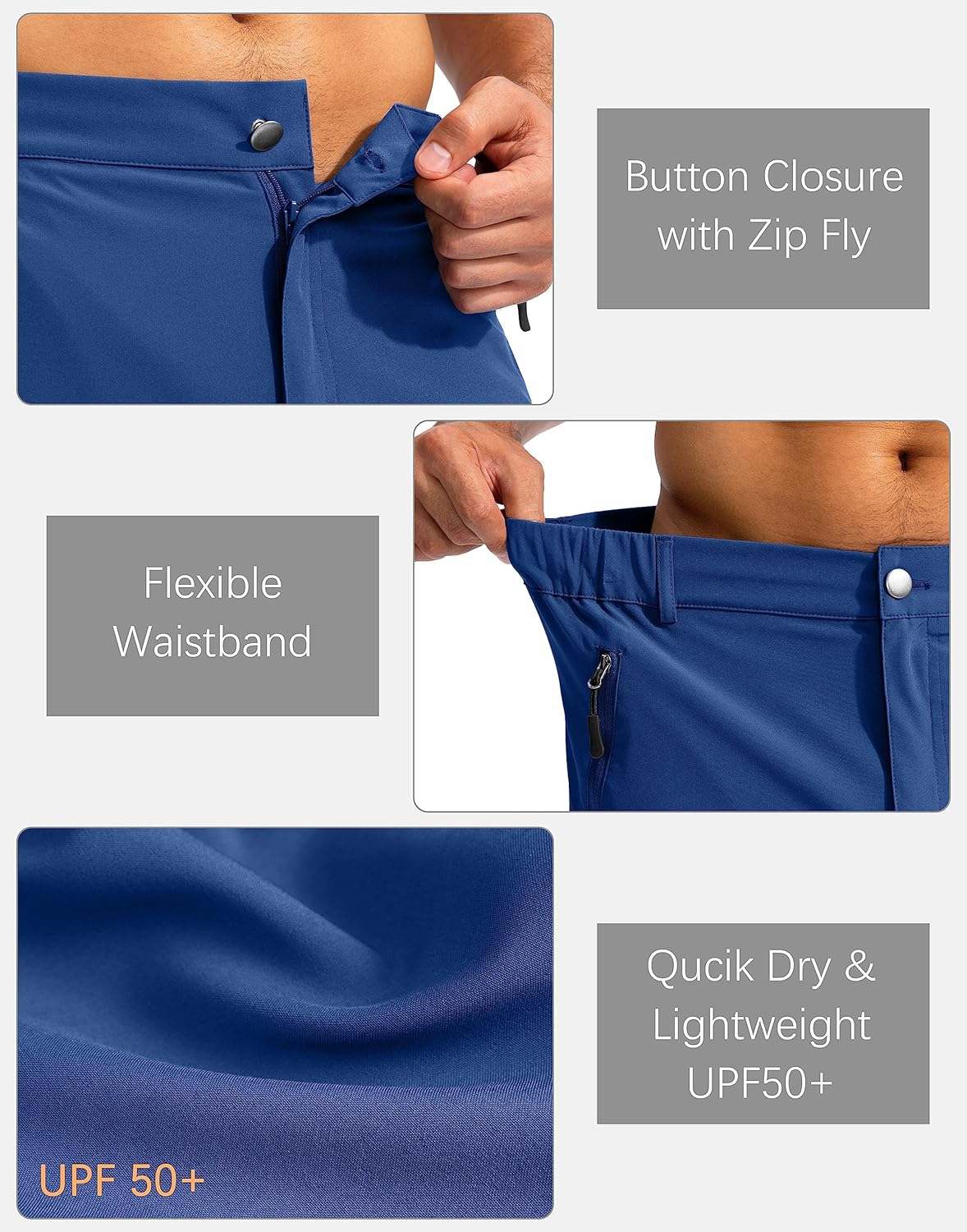 Pudolla Men's Hiking Cargo Shorts 9"/7"/11" Lightweight Outdoor Shorts for Men Trip Golf Camping Casual with 5 Zipper Pockets - Image 5