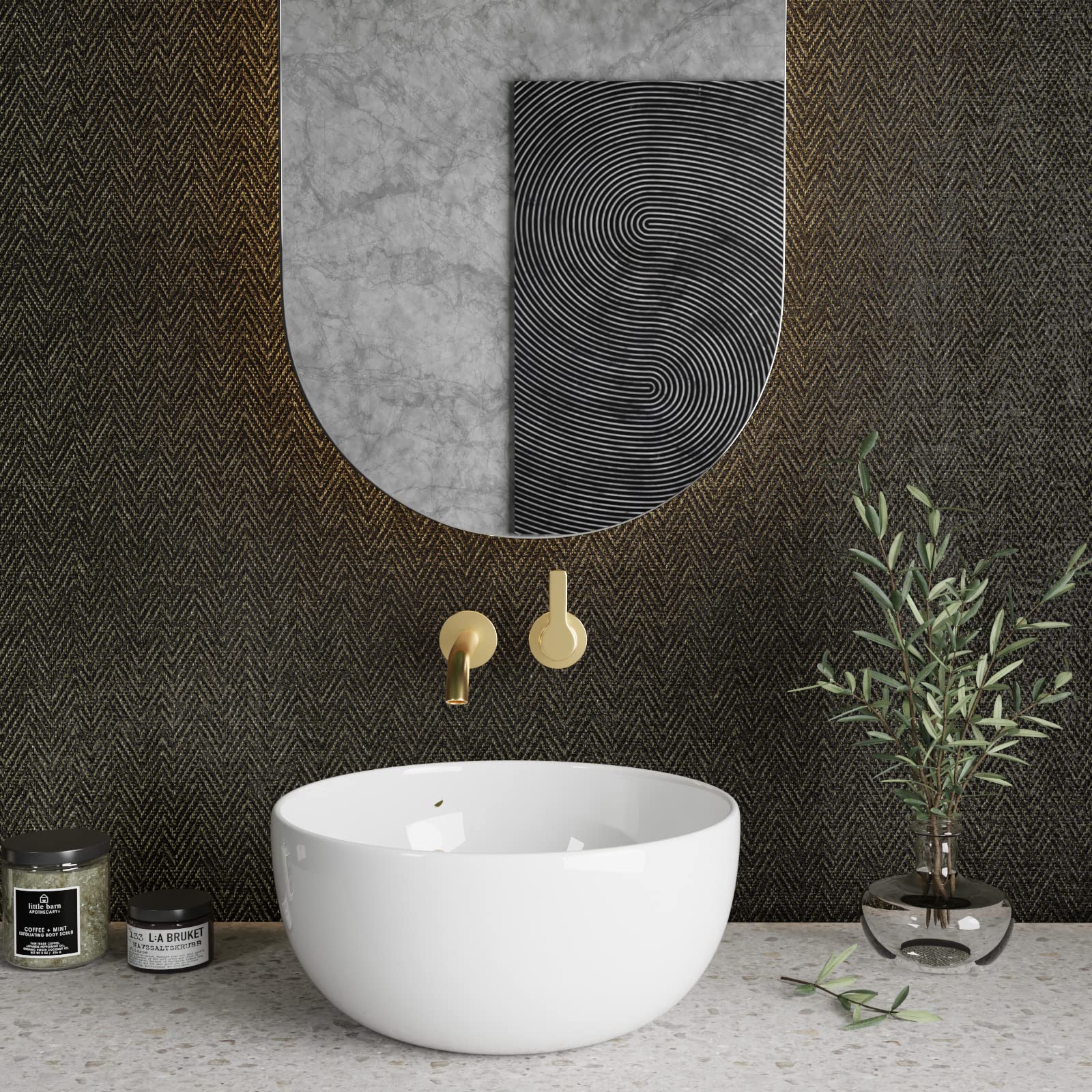 CRE8TIVE 24"x118" Black Gold Grasscloth Wallpaper Textured Wallpaper