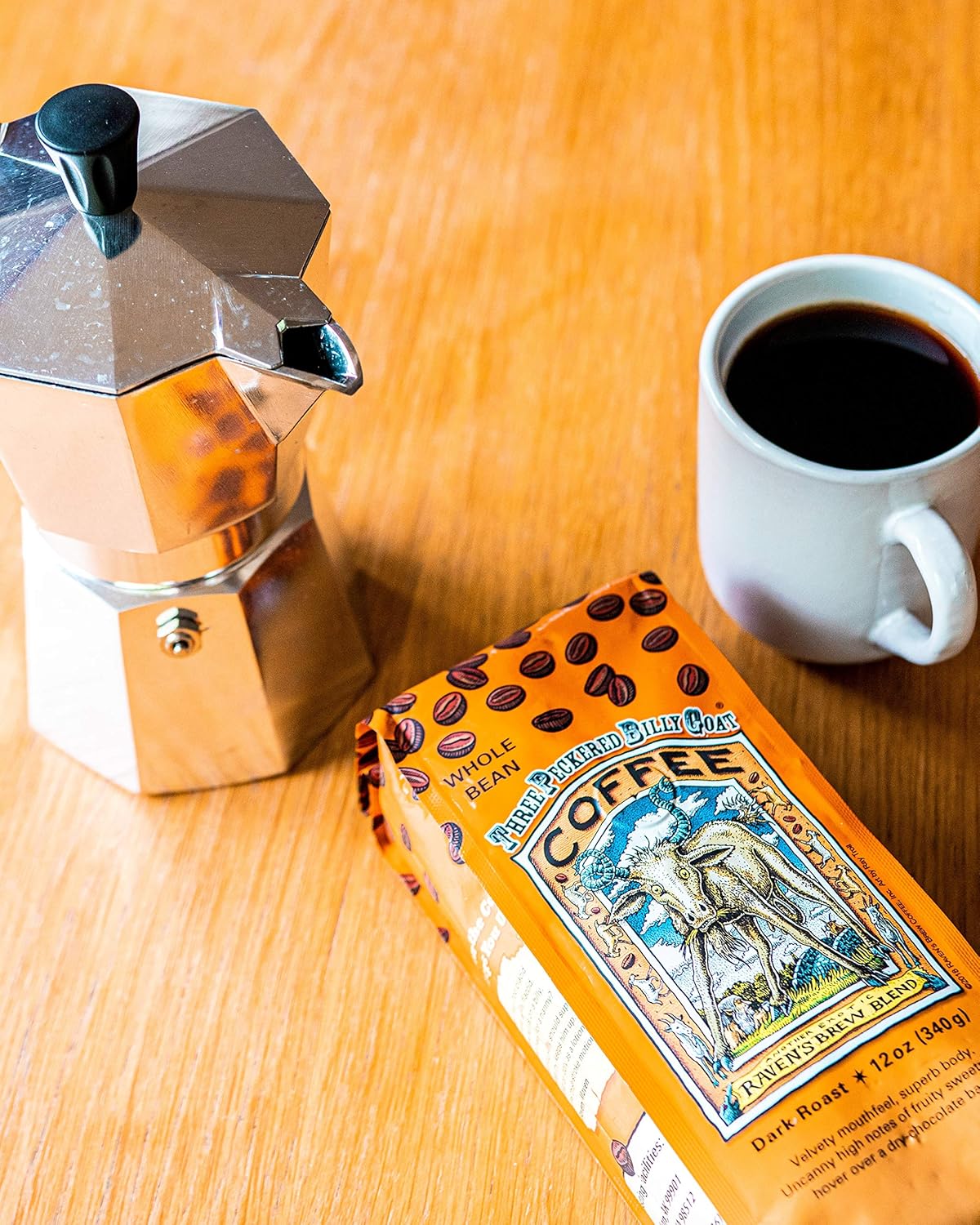 Raven's Brew Coffee Bold Organic Coffee Dark Roast Whole Bean - Organic Three Peckered Billy Goat 2-pack of 12oz - Image 2