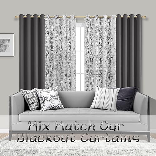 Miniatura 2 de Mrs.Naturall Cortinas opacas de 63 pulgadas de largo para ventanas de dormitorio, gris oscurogris, bloqueo de calor, cortinas opacas de bloqueo de