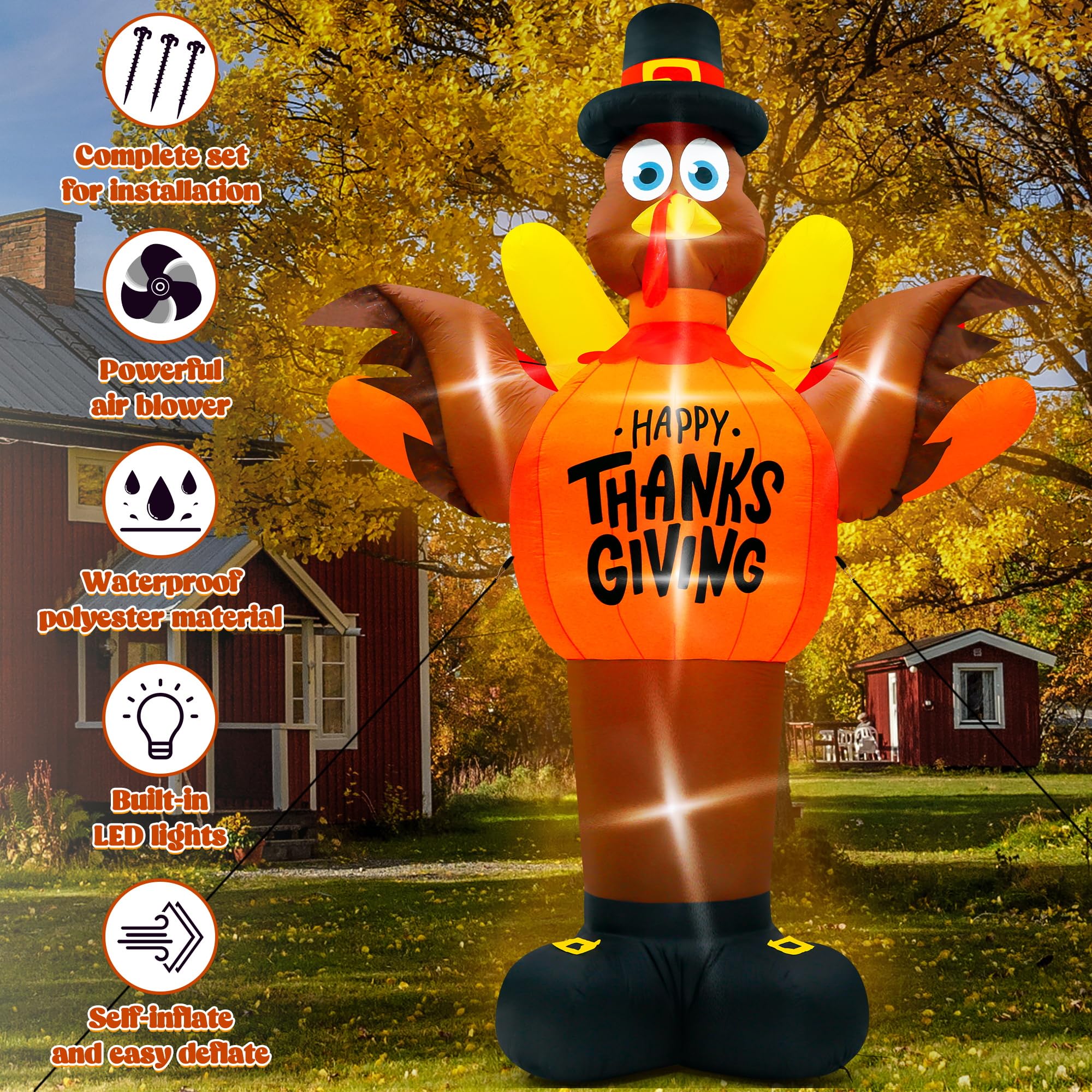 Snapklik.com : 14FT Thanksgiving Turkey Inflatables, Extra Large Blow ...