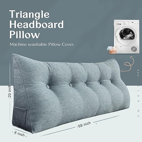 Miniatura 4 de Almohada de cuña triangular para cabecero de cama, almohada de cuña para cama de descanso, almohada de lectura, relleno de hueco, cojín de espalda