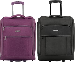 Set of 2 Luggage 56x45x25cm easyJet& British Airways Large Carry On Approved & Tested Maximum Size Hand Luggage Case - 2 Wheels - Ultra Lightweight Durable Soft Hand Case Textile