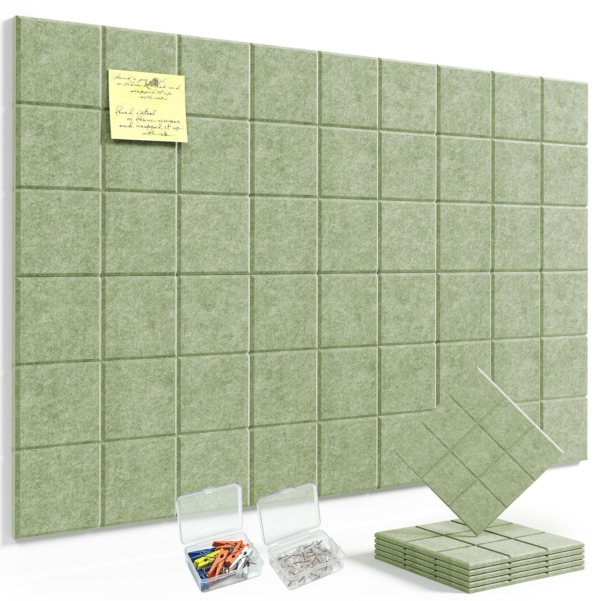 HyFanStr Pin Board Notice Board, 6 Pack 30x30cm Felt Bulletin Board Tiles, Removable Self Adhesive Cork Board Alternative for Classroom Wall Home Office Kitchen, 0.9cm Thick