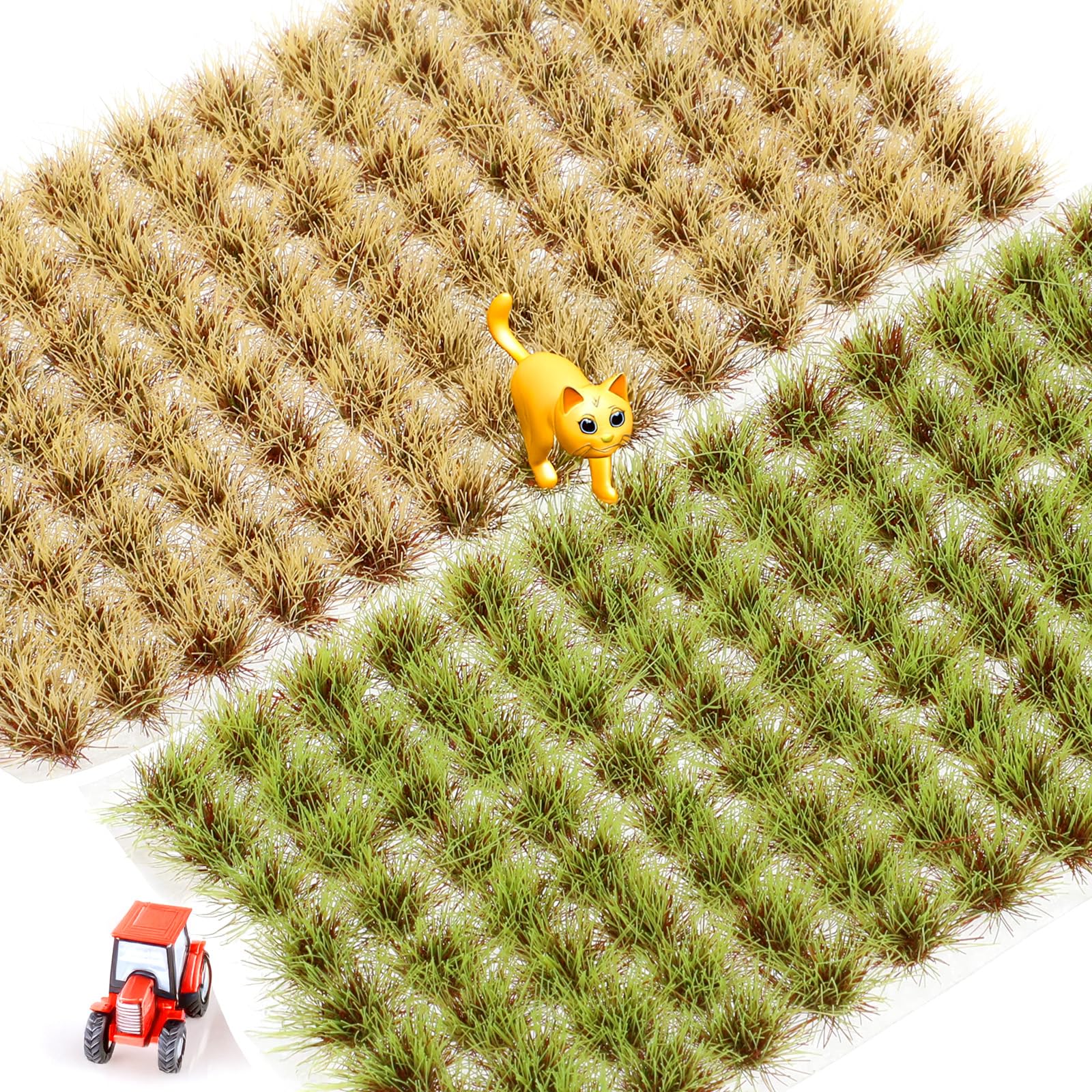 KALIONE 208 PCS Static Grass Tuft Model - 2 Style Artificial Model Grass for DIY Models, Multicolor