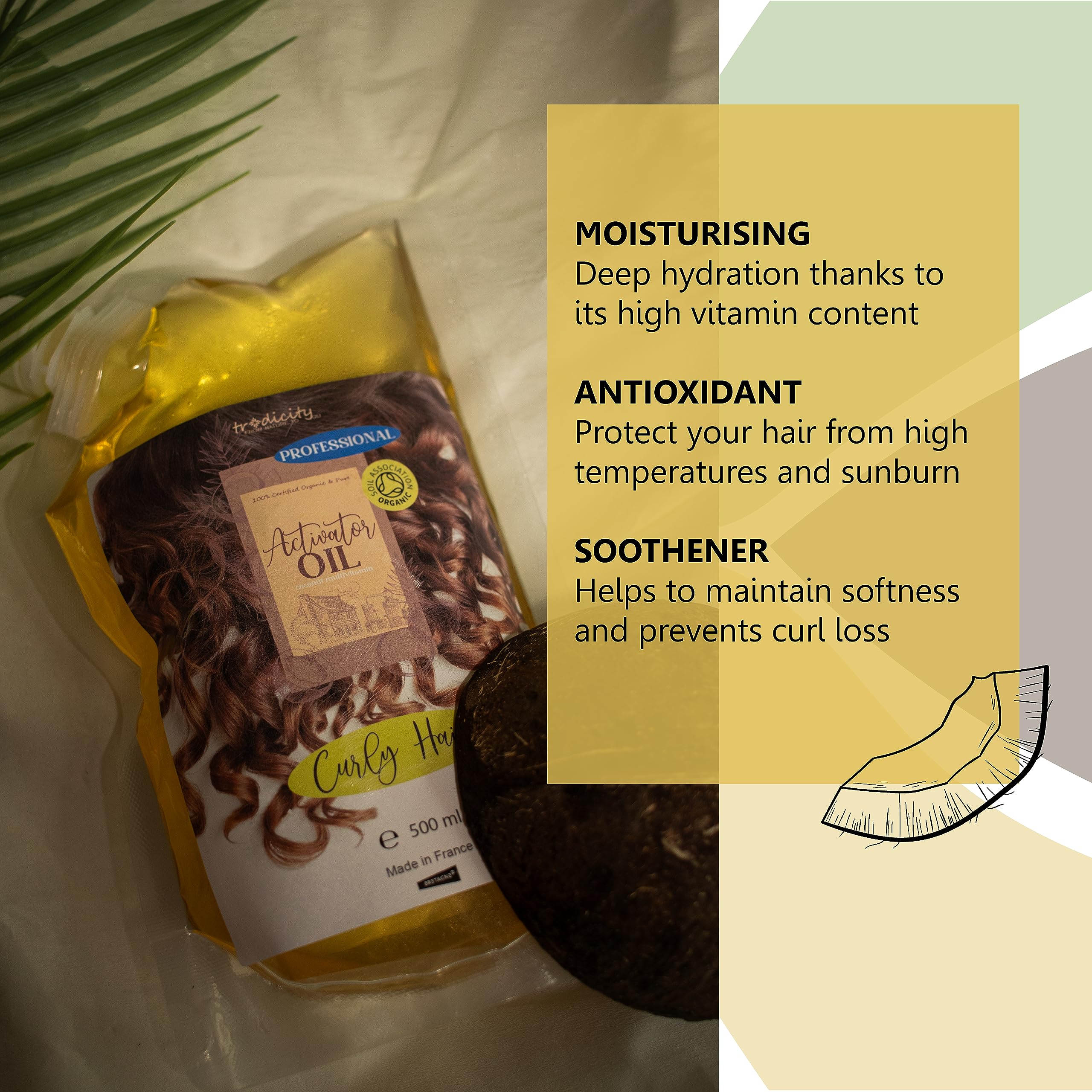Curl Activator Hair Oil, Natural, 1 l (Pack of 1) - Image 4