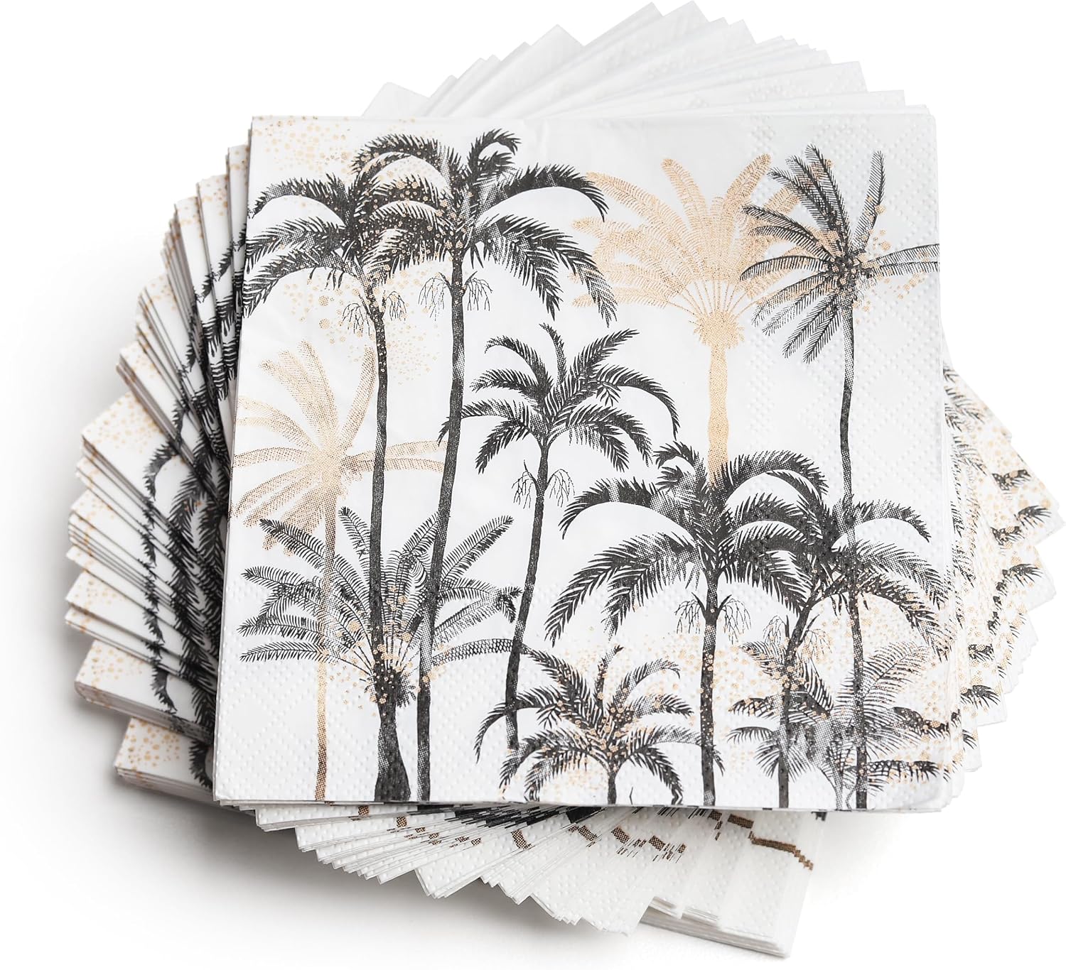 100 Palm Tree Cocktail Napkins Black Gold 3 Ply Disposable Paper Napkins Elegant Tropical Beverage Bulk Tableware Supplies Luau Summer Events image 2