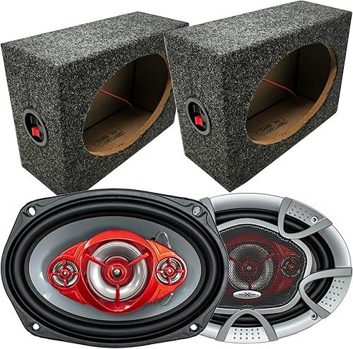 SoundXtreme 6x9 4-Way 520W Altavoz estéreo para coche con 2X Audiotek 6x9 Car Truck Van caja de altavoces