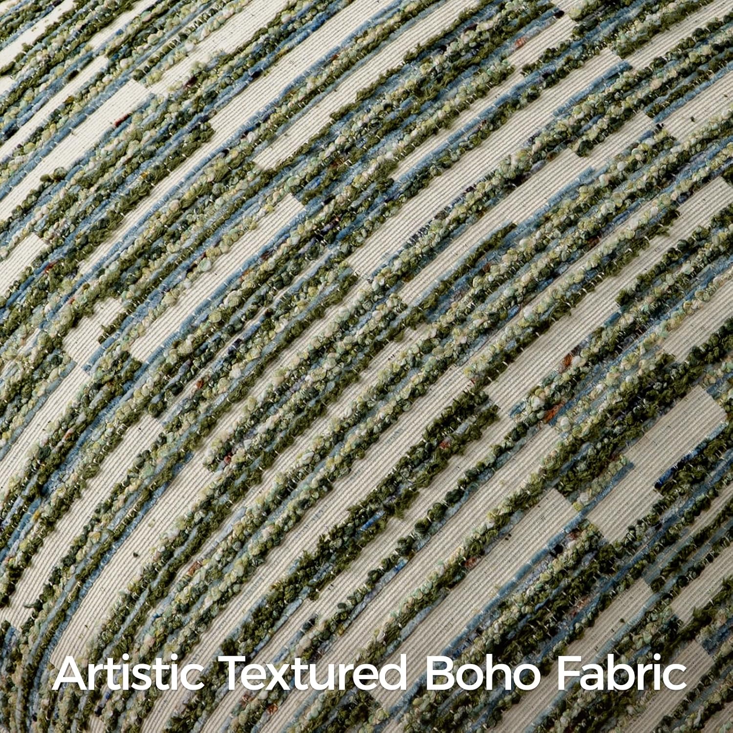 Boho Striped Decorative Throw Pillow Covers 16"X16" Set of 2，Olive Green image 4