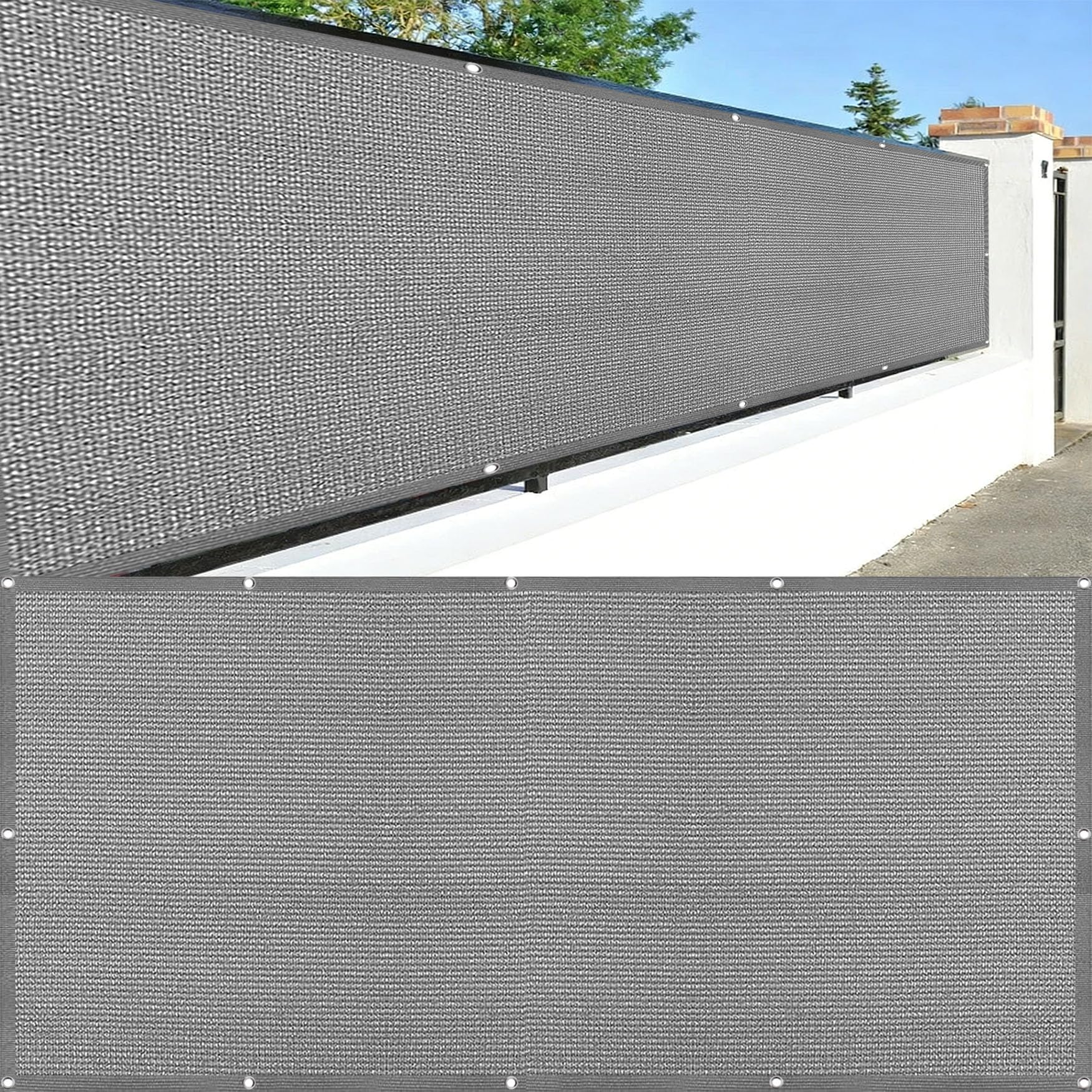Brise Vue Balcon 90 x 140 cm Antidéchirure, Vent, Couverture de Confidentialité Cache Vue Balcon Occultant avec Trous et Serre Câbles pour Jardin et Lieu de Fête Piscine, Gris