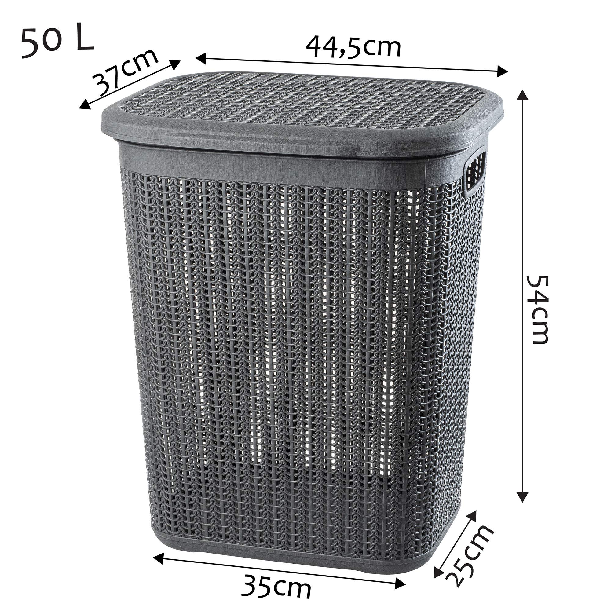Cesto di lavanderia kadax, cesto multifunzionale, 50 L, cassa di lavanderia in plastica, cestino di stoccaggio, collezionista di lavanderia per bagno, abbigliamento sporco, accessori, (nero)