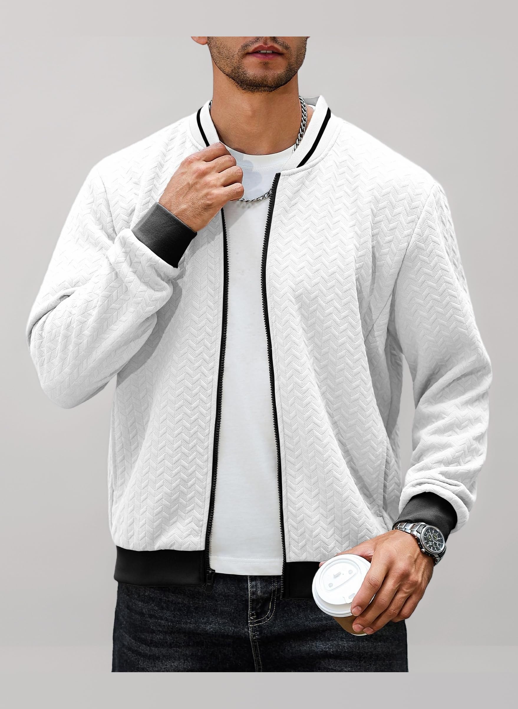 – Mens Lightweight Jacket Casual Bomber Jacket Varsity Coat