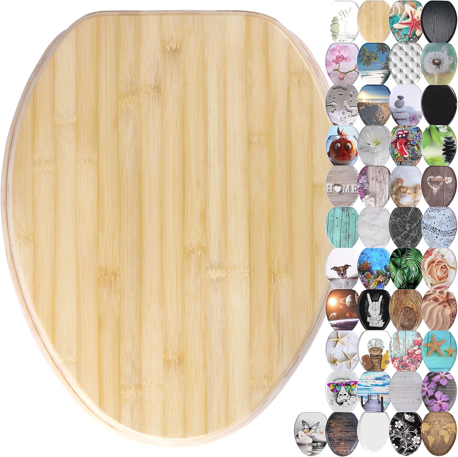 Sanilo ELONGATED, Silent Slow Close, Molded Wood Adjusting Toilet Seat