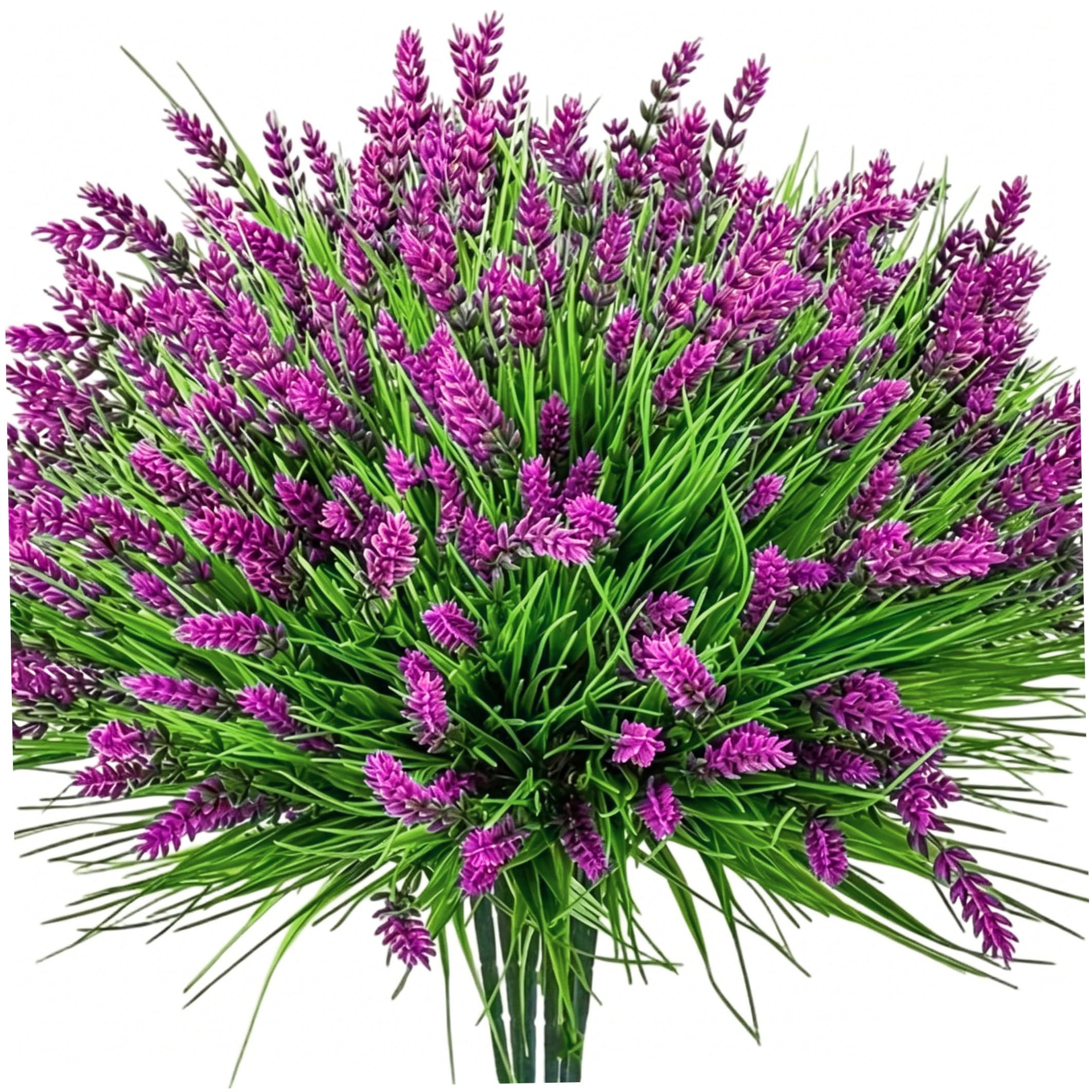 Xoeryoy 22PCS Artificial Lavender, 14 Inch Purple Artificial Flowers with Adjustable Stems Lifelike Faux Lavender for Indoor Outdoor, Light Purple