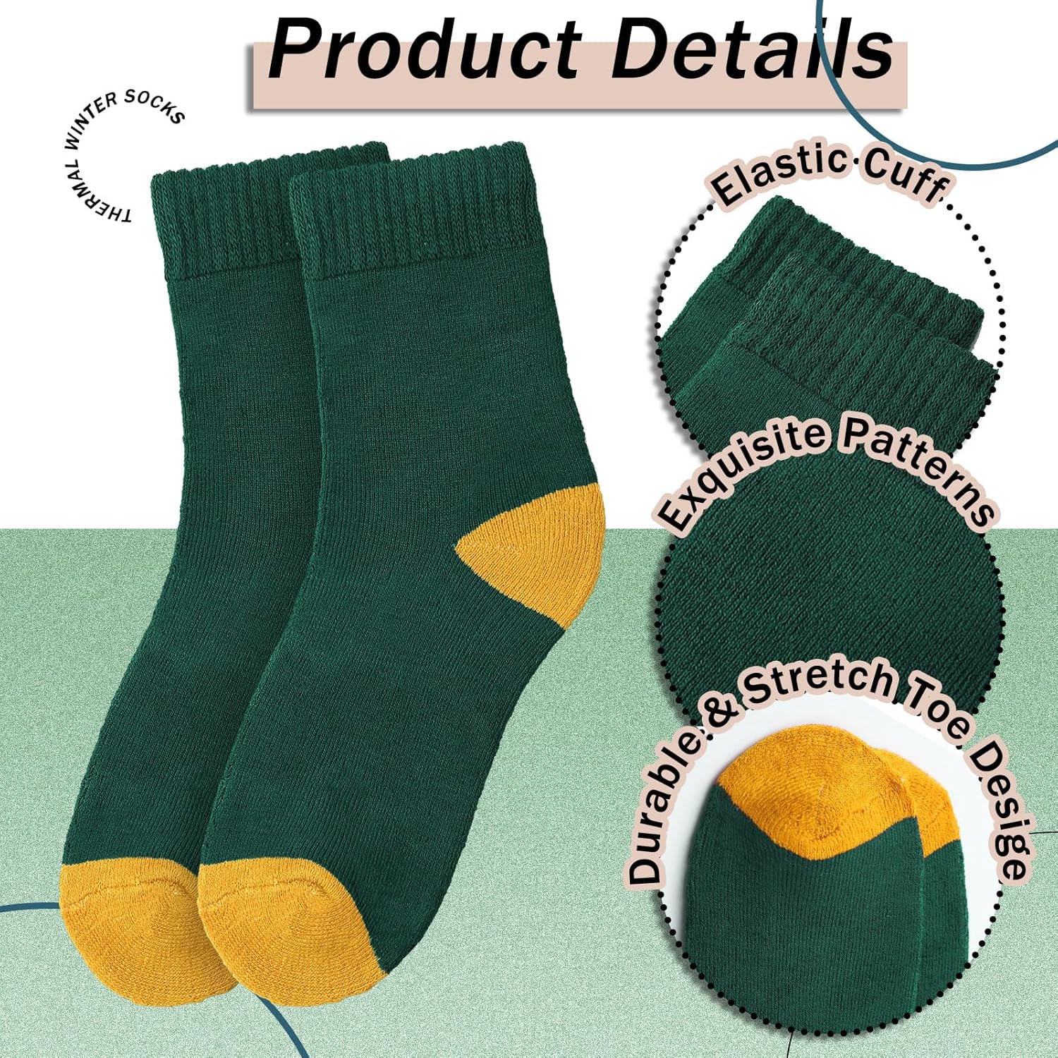 Fourluoo 30 Pairs Winter Warm Thermal Wool Socks for Women Hiking Winter Fleece Thick Cozy Boot Socks Bulk for Cold Weather