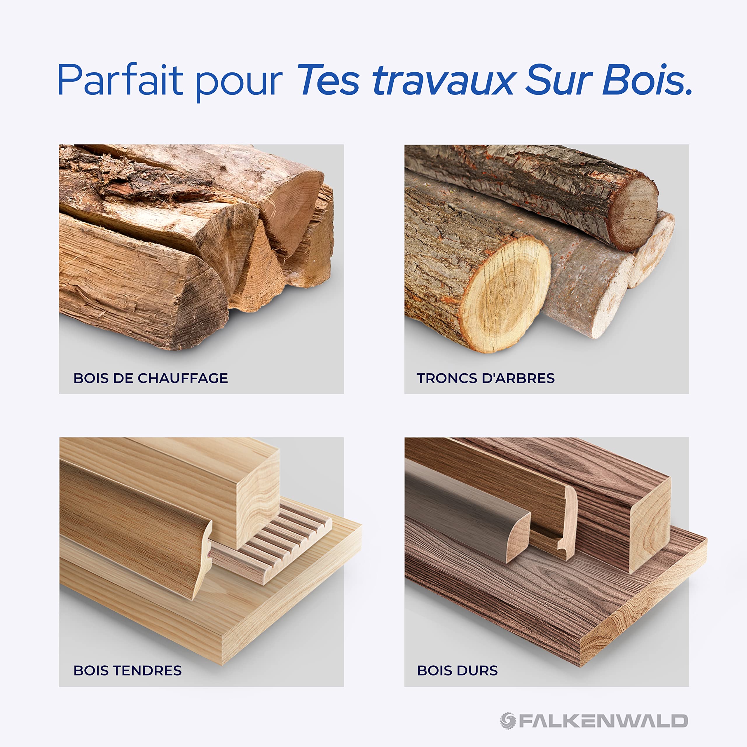 FALKENWALD Disque flexible en bois 115 mm - Disque flexible en bois 115 - Pour meuleuse d'angle - Lame de tronçonneuse pour Flex 115 - Meuleuse d'angle