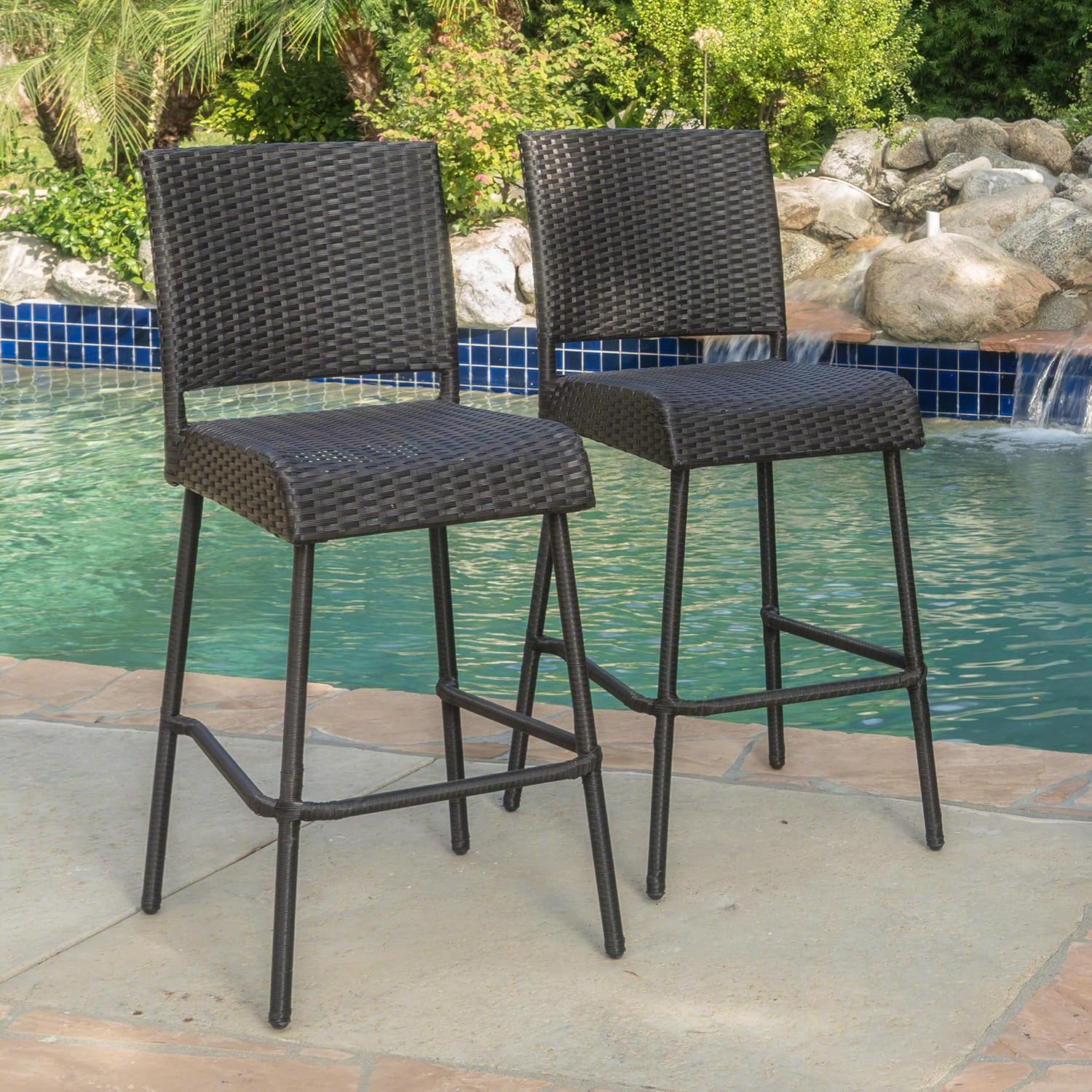 Sandy Point Patio Furniture ~ Wicker Outdoor Bar Stool (Set of 2)