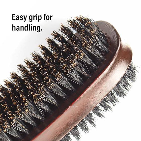 Firstline Wav Enforcer Double-Sided Military Boar Bristle Brush, Brown | 100% pure boar bristles, Double sided with firm and soft bristles