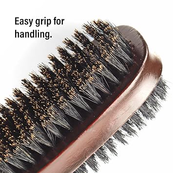 Firstline Wav Enforcer Double-Sided Military Boar Bristle Brush, Brown | 100% pure boar bristles, Double sided with firm and soft bristles
