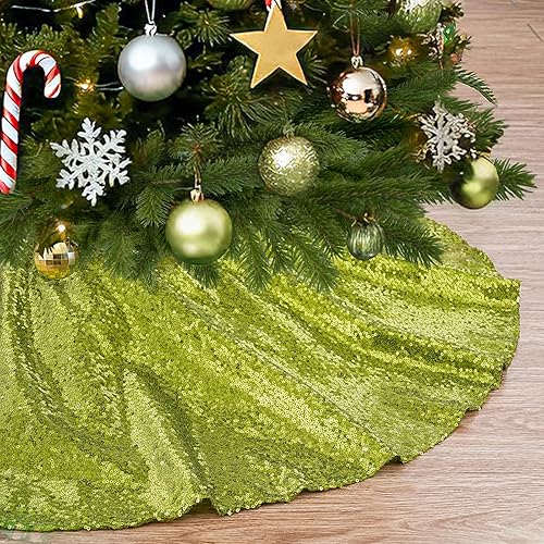 Miniatura 24 de Faldas doradas para árbol de Navidad, falda de árbol de Navidad, faldas redondas de 36 pulgadas con lentejuelas, decoración de Navidad