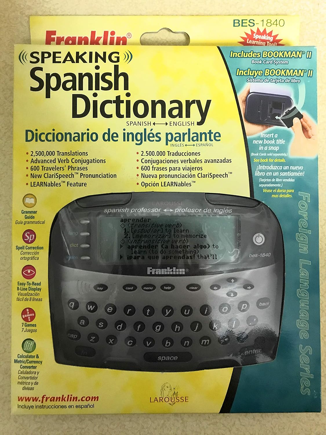 Franklin BES-1840 Speaking Spanish/English Dictionary