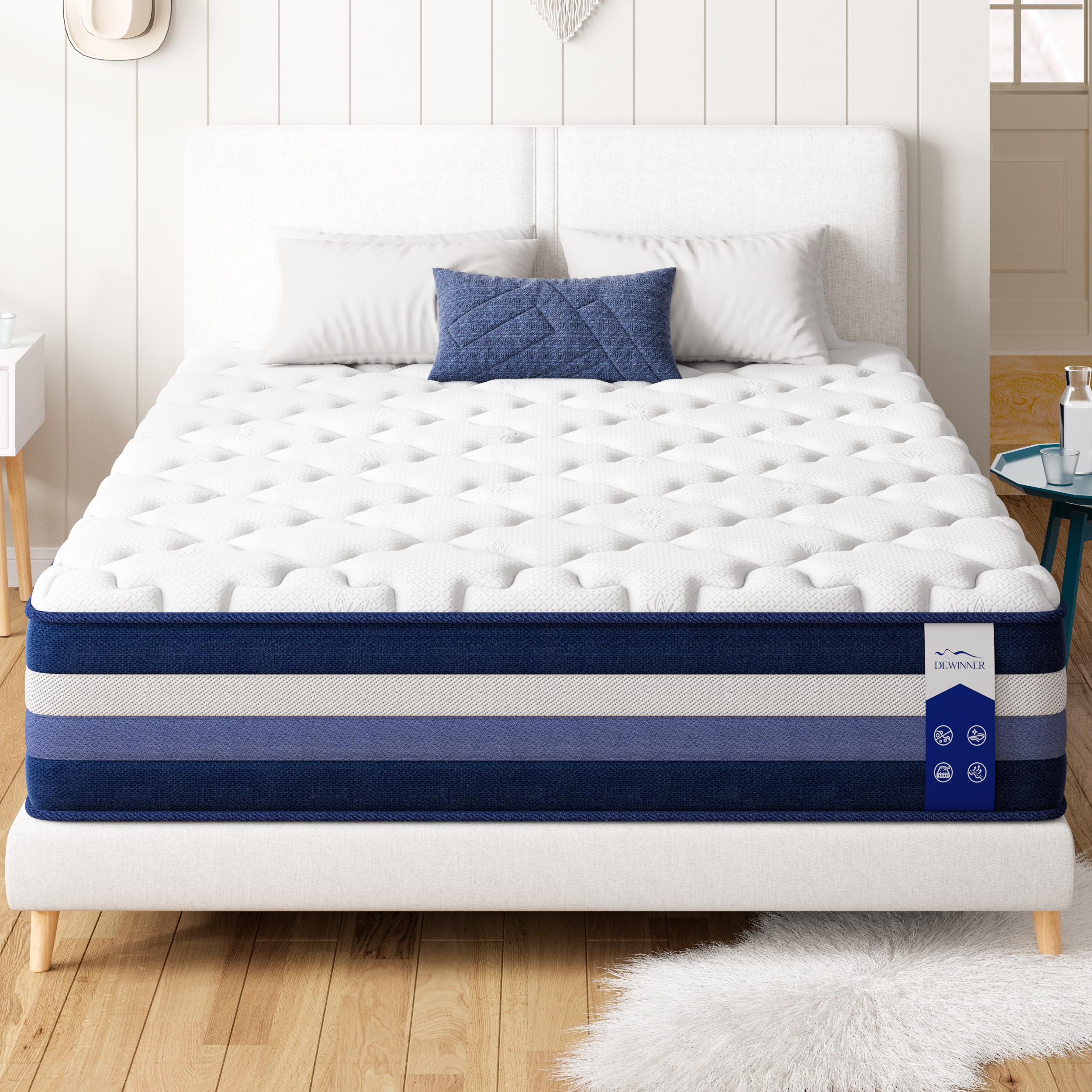 DEWINNER Single Mattress 3FT | 10 Inch Hybrid Mattress | Memory Foam & Pocket Sprung | 7 Zone Orthopedic Support | Medium Firm | OEKO-TEX Certified | 90x190x25cm