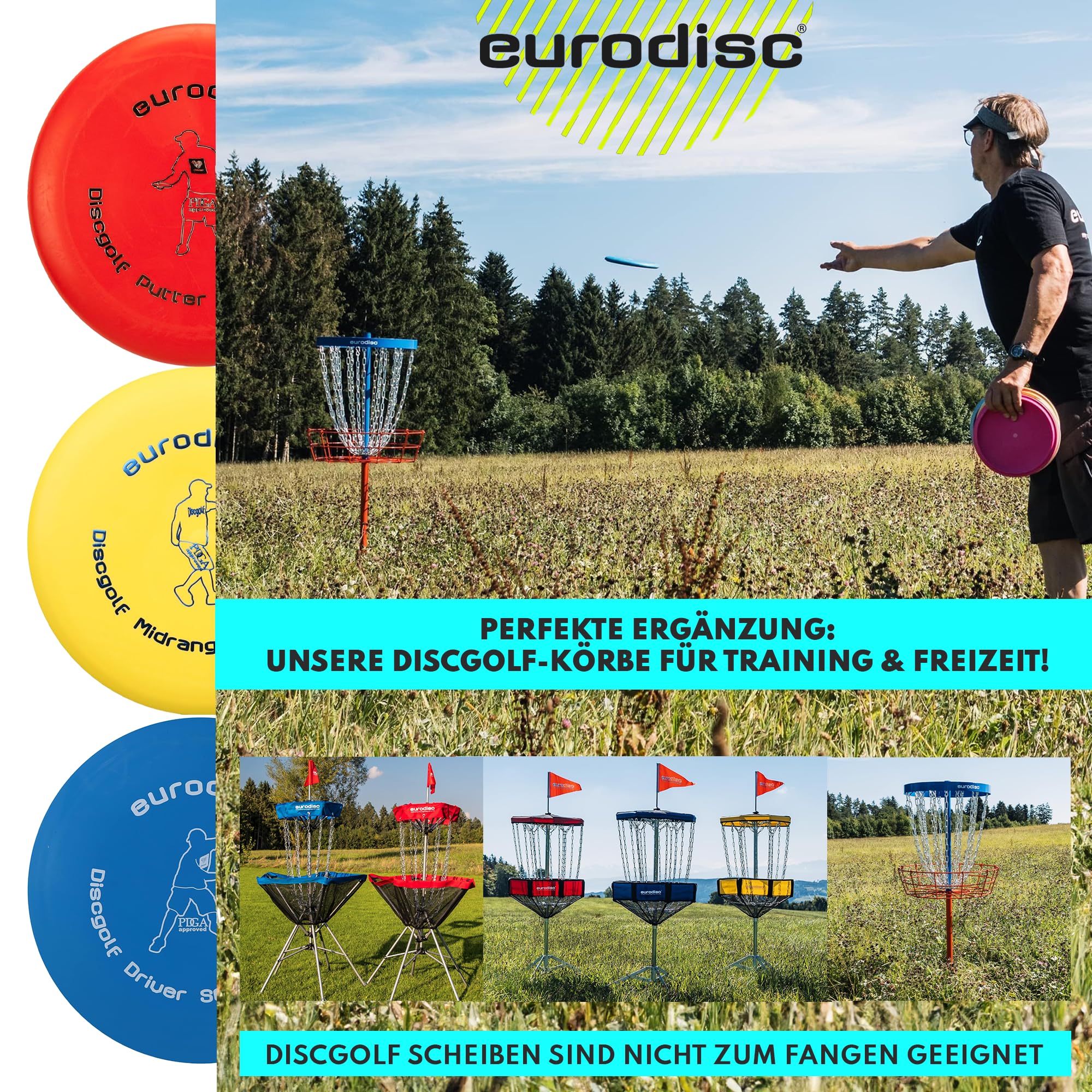 eurodisc Disc-Golf Einsteiger Starter Set, PDGA Approved, Putter Midrange Driver Disc