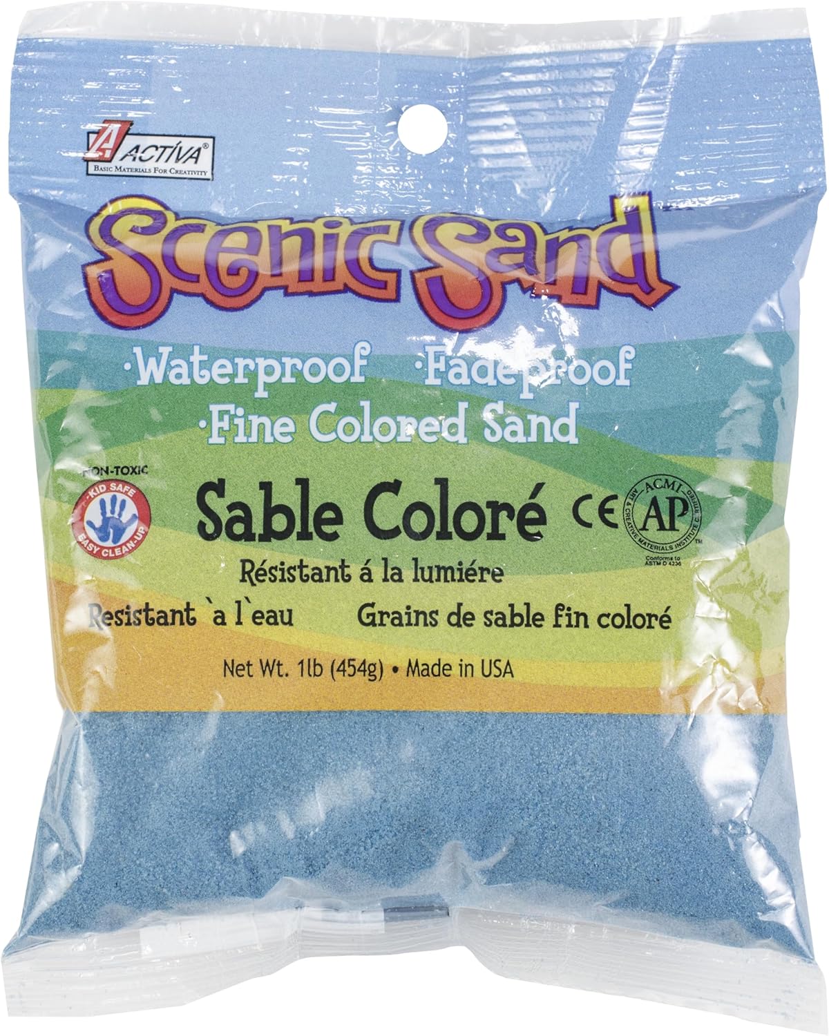 Activa Light Blue Scenic Colored Sand, 1lb (454g) | Vibrant, Fine Grain Colorfast Sand for Arts & Crafts