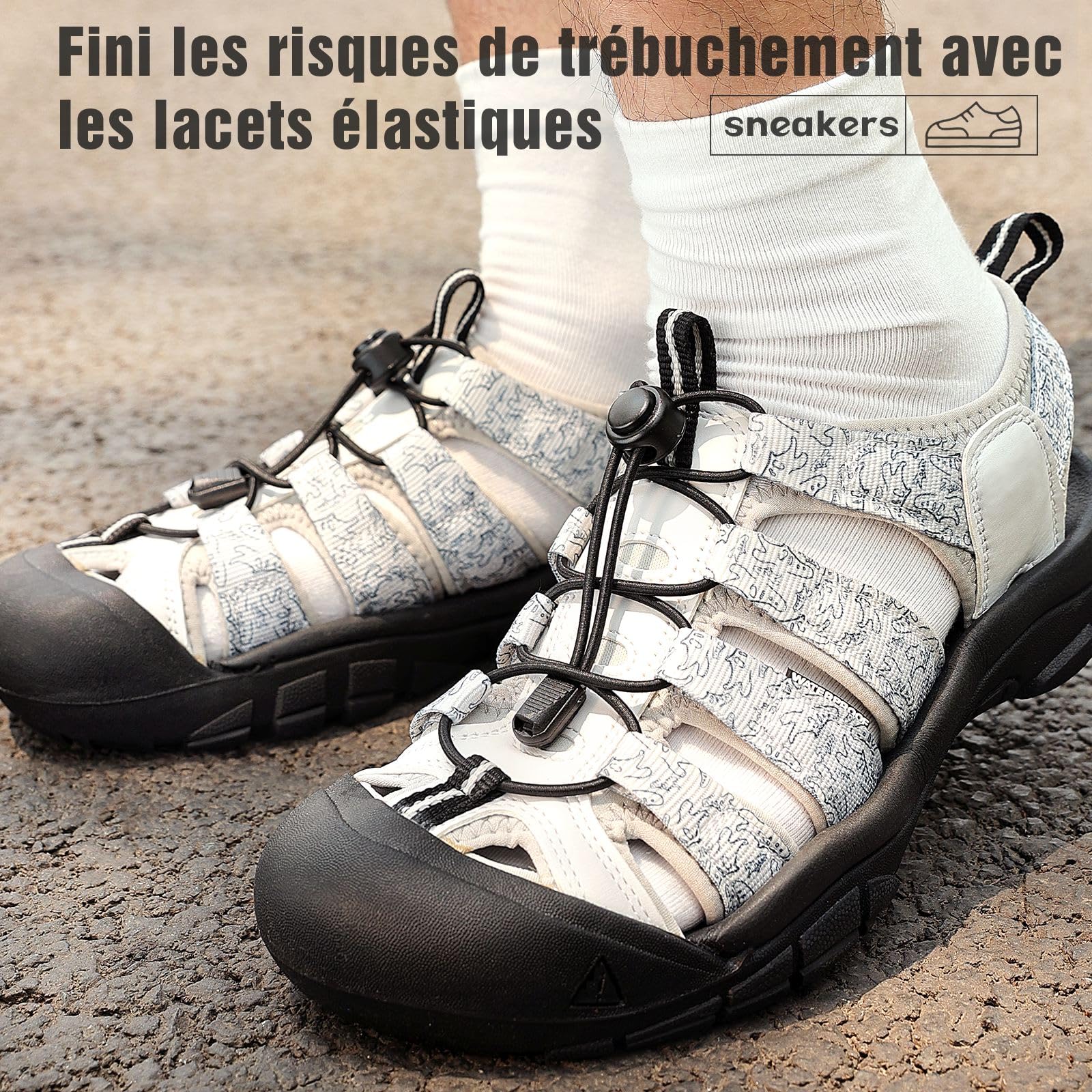 Lacets Élastiques Autobloquants 120 cm - Système ultra rapide sans laçage pour Enfants, Adultes