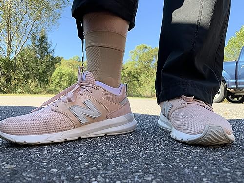 Miniatura 9 de OrthoSleeve Tobillera de compresión AF7 para esguinces de inversión, tobillos débiles, inestabilidad y tendinitis de Aquiles (mediano, bronceado,