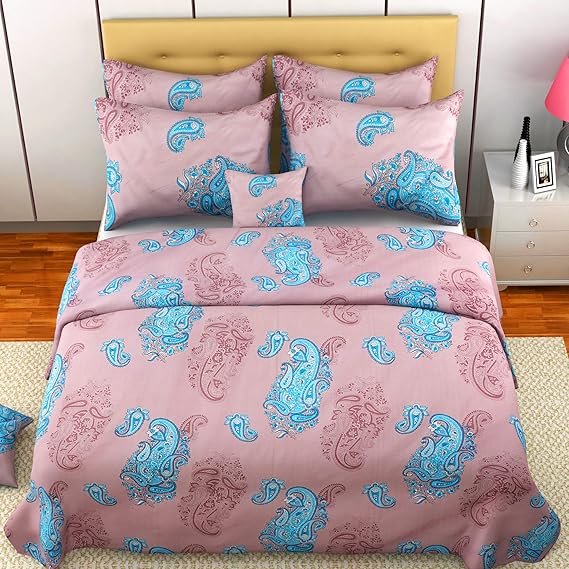 MAFATLAL Tropical Soft Cotton Bedsheets for Double Bed with 2 Pillow Covers, Hypoallergenic, Fade Resistant, 300 TC King Size Luxurious Bedding Set Combo (Rusty Pink)