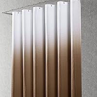 Vista 7 de Cortina de ducha de 78 pulgadas de largo, tela texturizada, cortinas de baño marrones, cortinas de poliéster degradado para baño, cortina de ducha