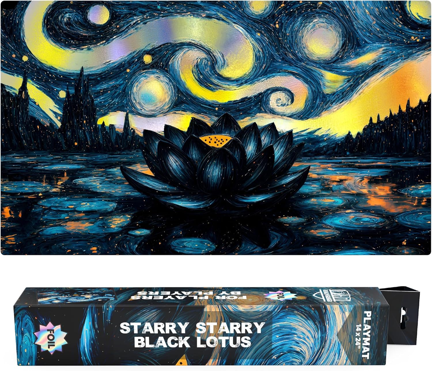14x24 TCG/MTG Playmat (Starry Starry Black Lotus Foil/Holographic)