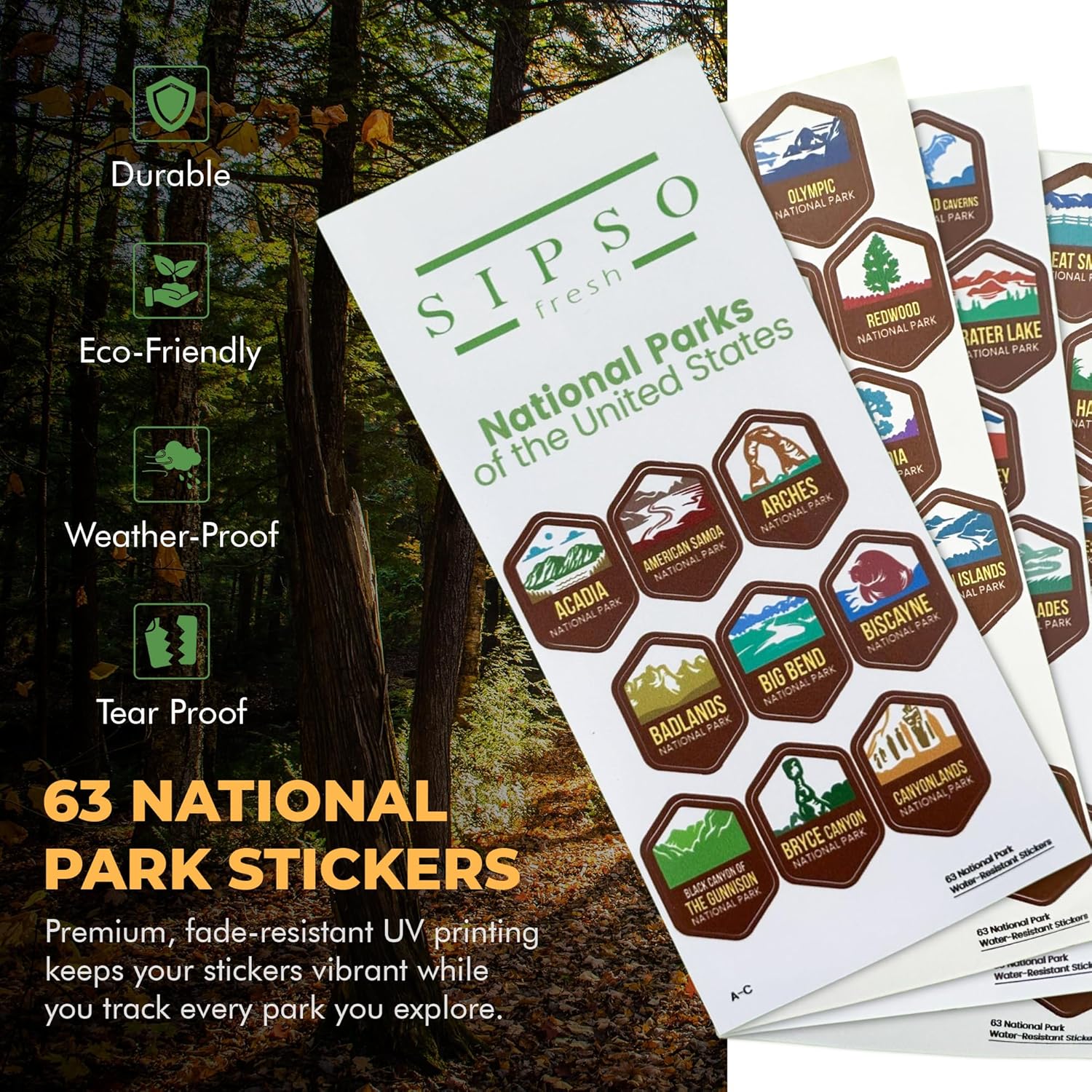 Hiking Gift Water Bottle – 32 oz Vacuum Insulated Stainless Steel National Park Water Bottle | 63 Waterproof Stickers & Premium Gift Box | Camping & Outdoor Adventure Gifts (Royal Blue) - Image 2