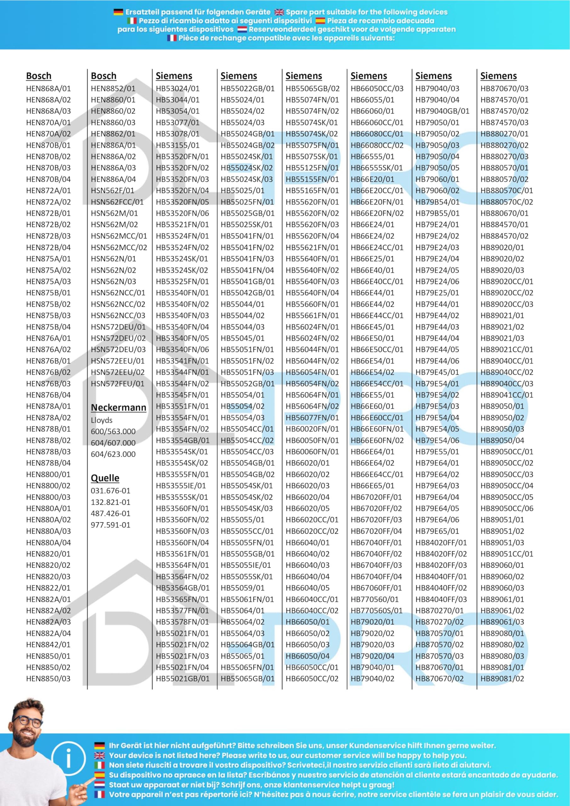 DL-pro Türdichtung Backofendichtung für Bosch Siemens 095546 00095546 rundum 6Haken für Backofen Ofen Herd