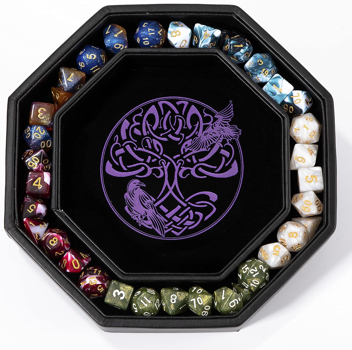 Purple Celtic Knot Dice Tray + Green Wolf Dice Tray