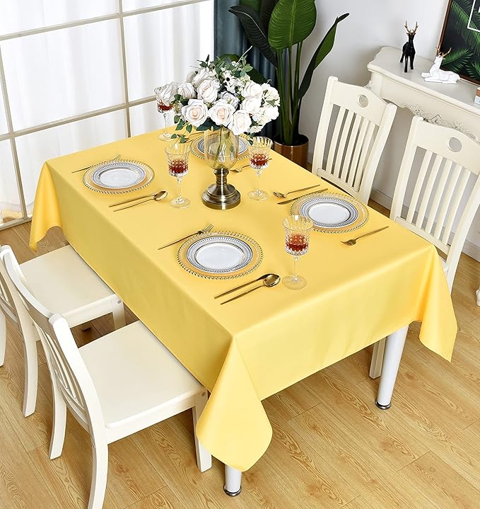 KAIPHO Yellow Rectangle Tablecloth Waterproof Stain