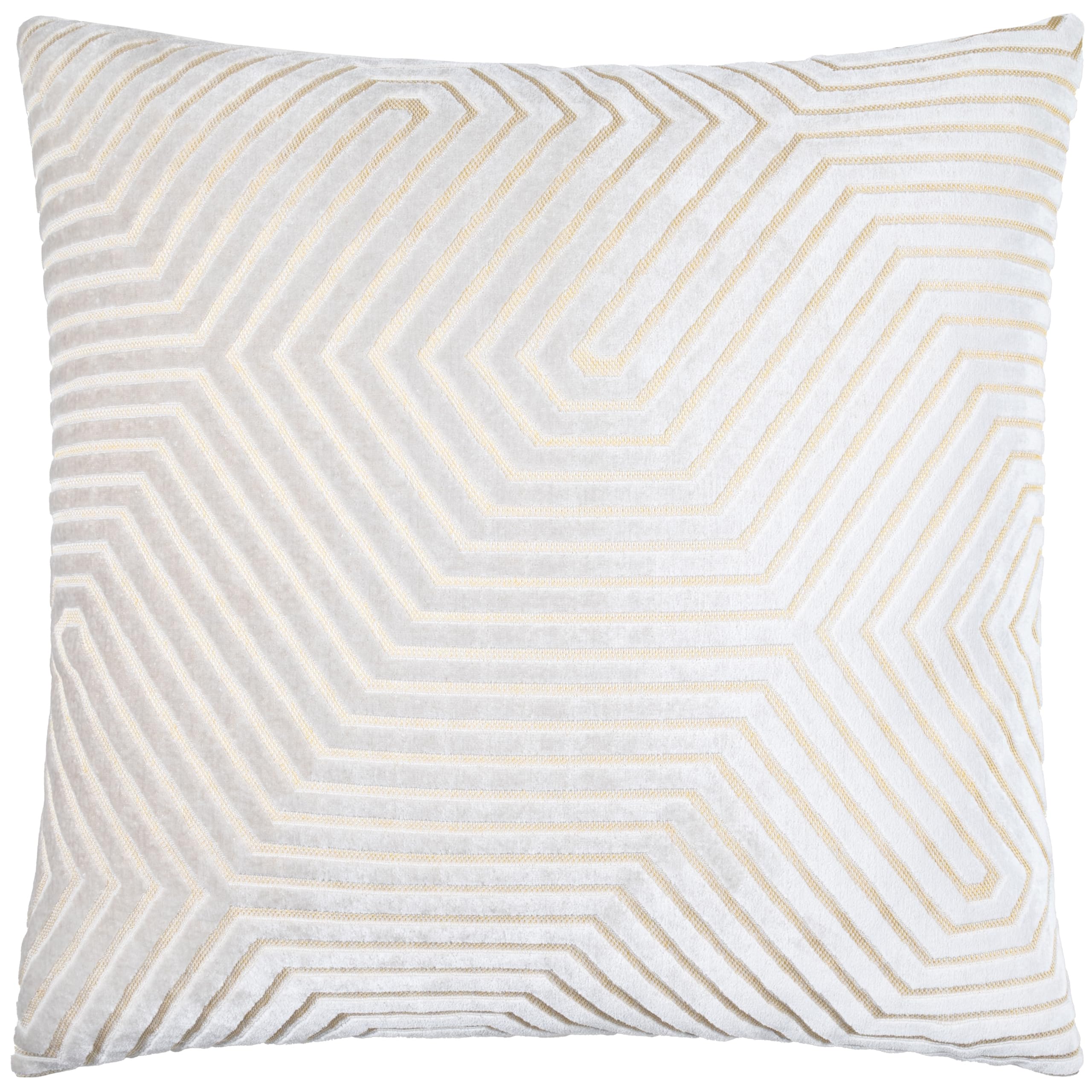 Paoletti Evoke Velvet Feather Filled Cushion – Luxurious Chevron Pattern Decorative Square Pillow With Filling (Oyster - 55x55cm)