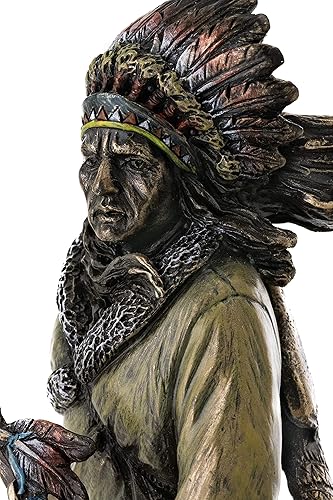 Miniatura 5 de Top Collection Plains Indian Riding Roans Horse in Snowy Road Estatua – Escultura indígena nativa americana en bronce fundido en frío de primera