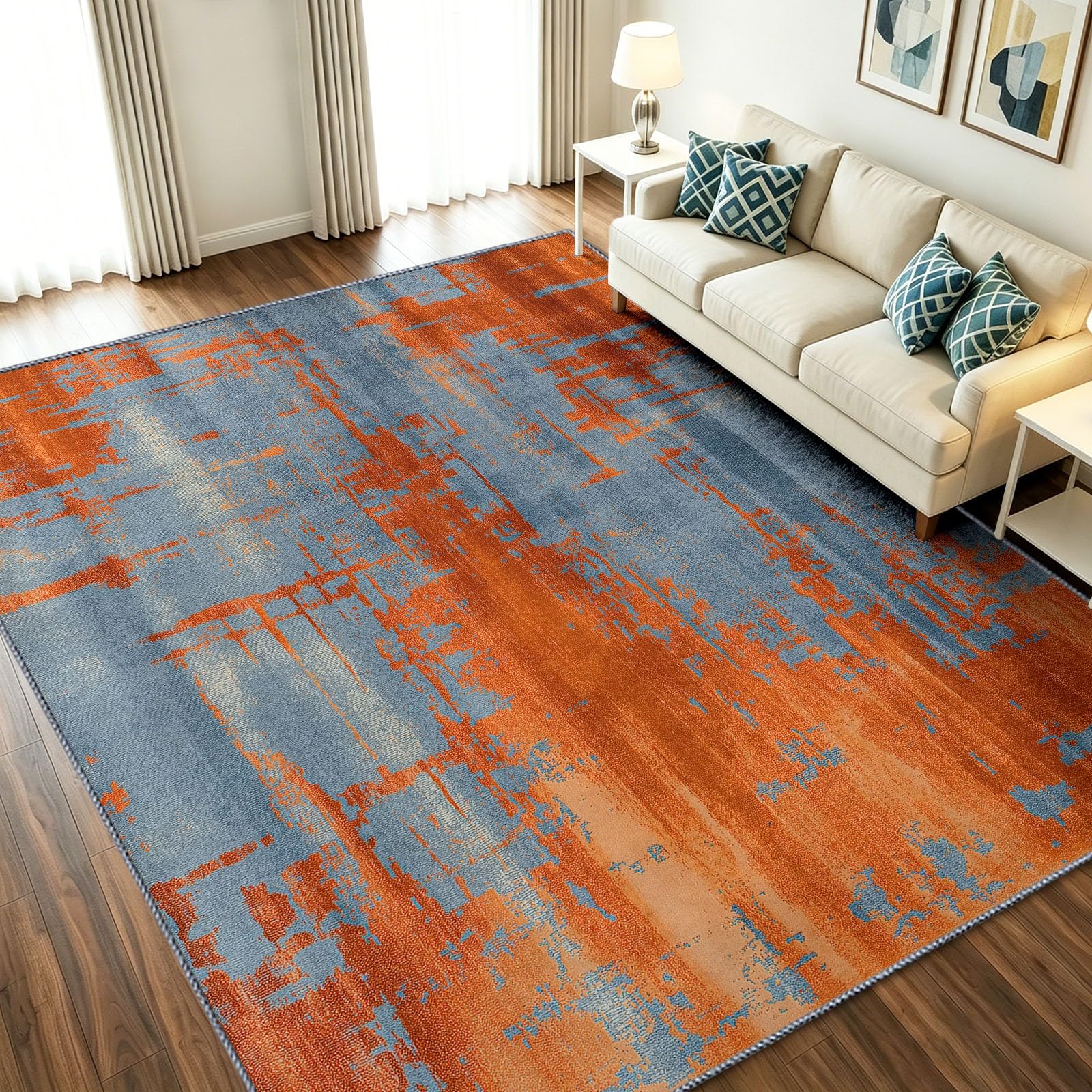 Tapis ultra doux et lavable en machine motif abstrait 80 x 150 cm