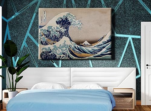 Miniatura 2 de Lienzo decorativo para pared, diseño de The Great Wave Off Kanagawa, varios tamaños (36 pulgadas de largo x 24 pulgadas de ancho)