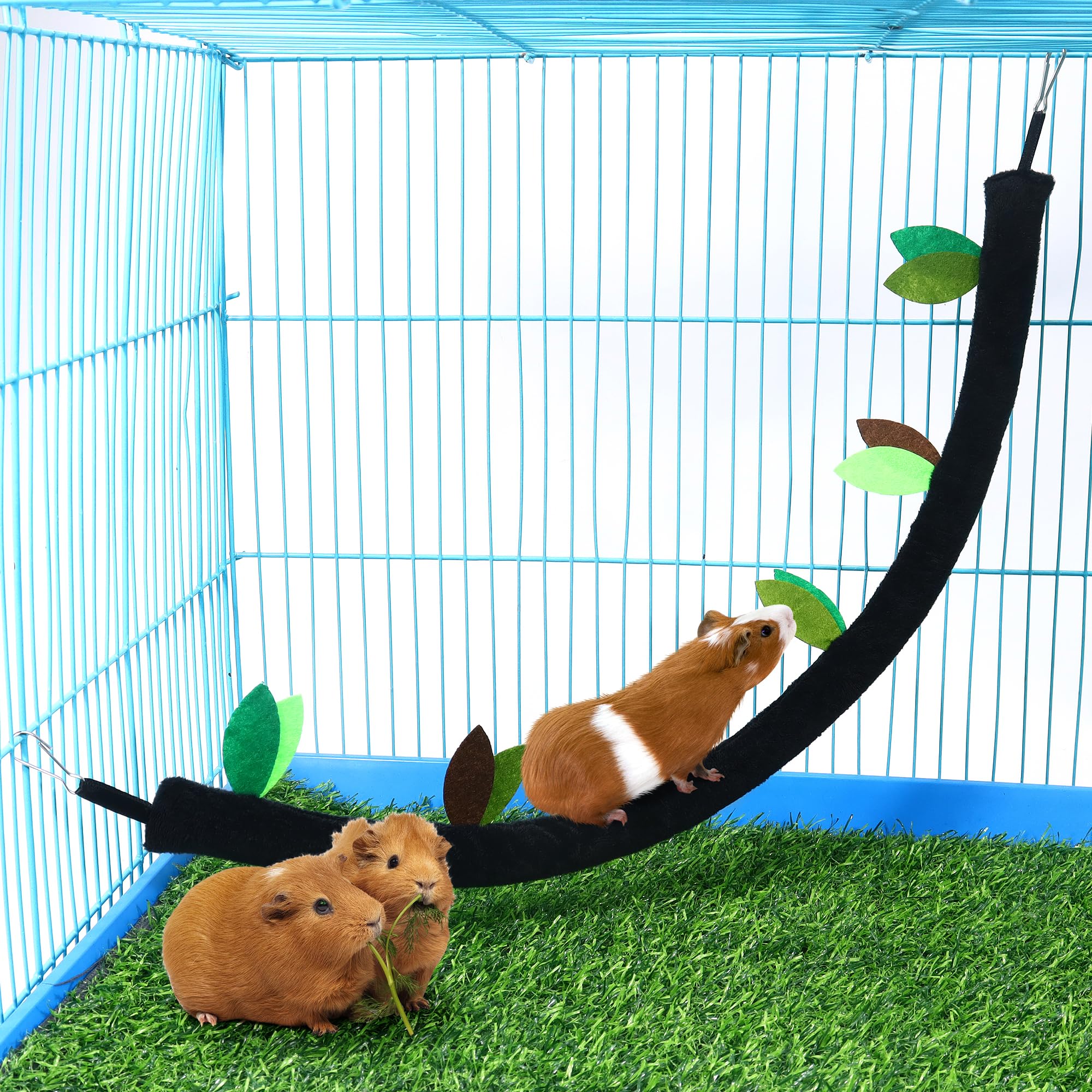 Lot de 5 hamsters à suspendre pour hamster, rat, cochon d'Inde, cage jouet accessoire de cage à motif forêt, tunnel et balançoire pour petits animaux, planeur, écureuil jouant au sommeil (noir)