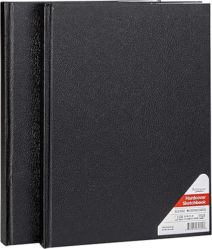 Cuaderno de bocetos de tapa dura, paquete de 2 libros de dibujo de 8.5 x 11 pulgadas, 110 hojas de cuaderno de tapa dura, ideal para lápices,