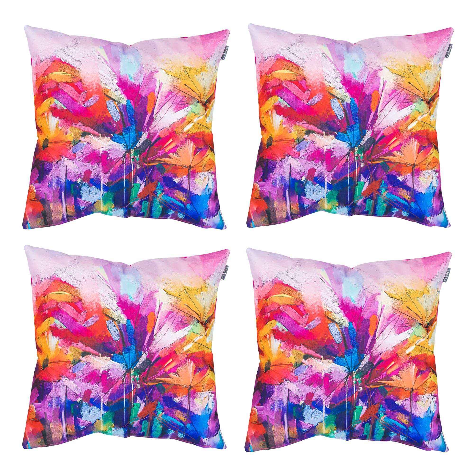Oil Painting Printed Outdoor Cushion (Set of 4) - Pink