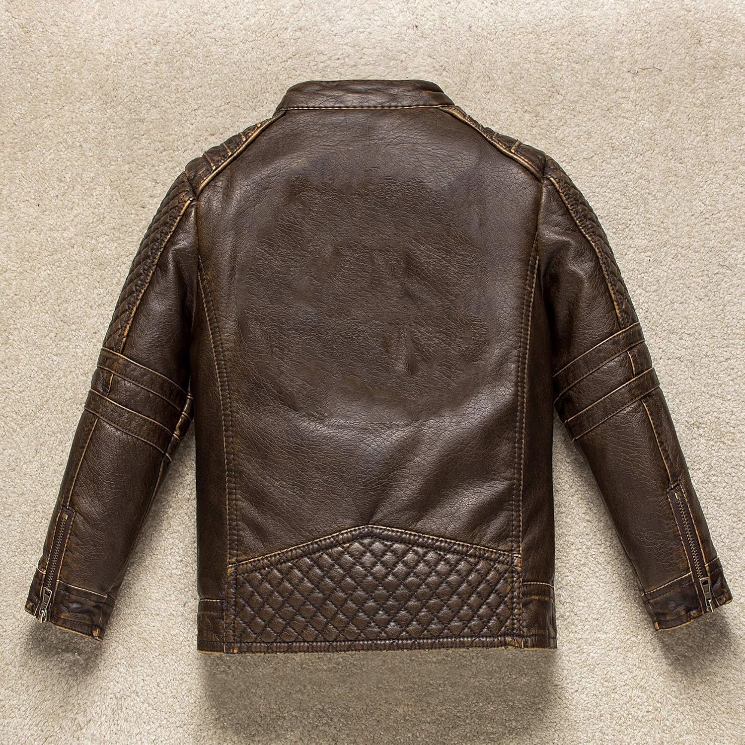 Boys Motorcycle Jacket Faux Leather Jackets for Kids Coats for Costume Party Waterproof - Image 6