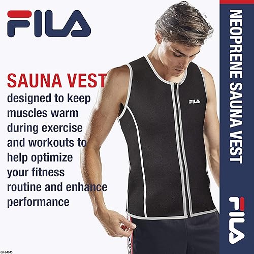 Miniatura 2 de FILA Accesorios Chaleco de sauna para hombre, traje de neopreno con cremallera, camiseta sin mangas para adelgazar en caliente